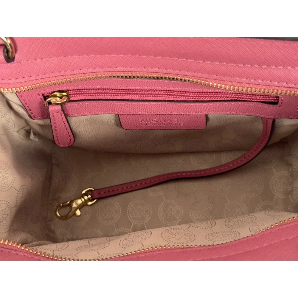 Michael Kors Selma Medium Messenger Bag Coral Pink Saffiano Leather
